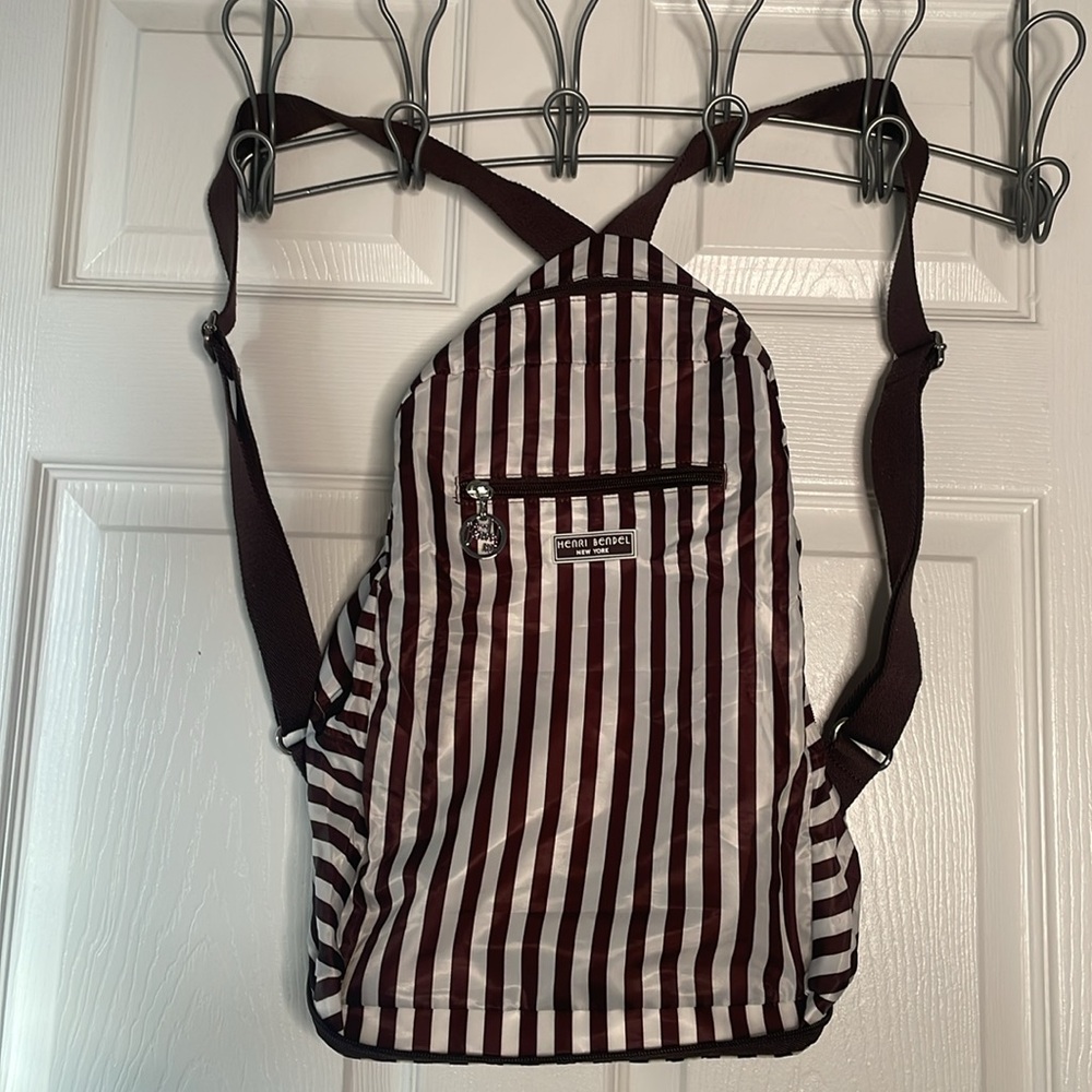 Henri bendel nylon striped backpack vintage Y2K